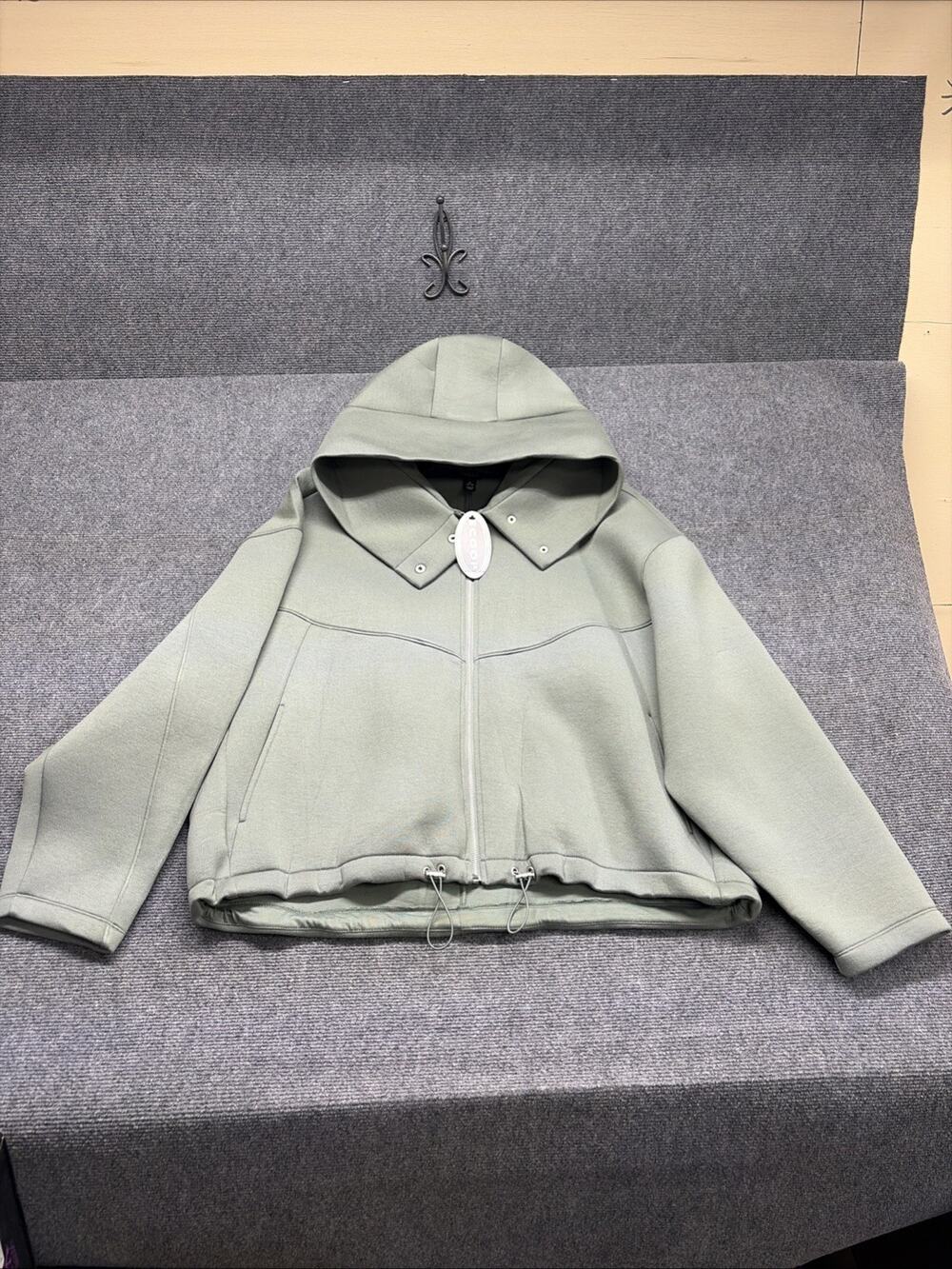 Scoop Hooded Neoprene Oversized Jacket Women’s Size XL Green Full Zip